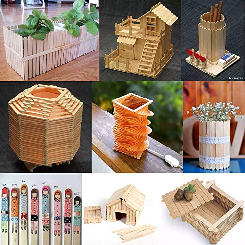 LIZHIGE 300 pcs Palos de Madera Natural Palos de Helado de Madera Natural Material para DIY Bricolaje Artesanía Juguetes creativos Hechos a Mano para niños