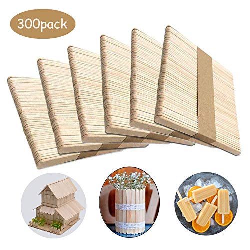 LIZHIGE 300 pcs Palos de Madera Natural Palos de Helado de Madera Natural Material para DIY Bricolaje Artesanía Juguetes creativos Hechos a Mano para niños