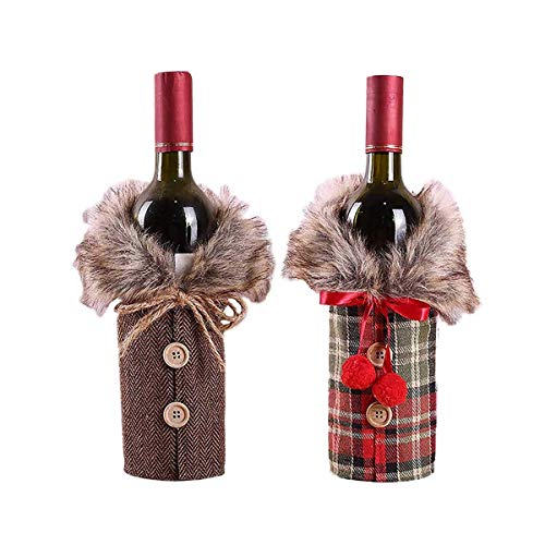 LIZHIGE Navidad Funda para Botella de Vino, 2pz Cubierta Botella Bolsas Botella Vino Rojo Navidad para Decoración Hogar de la Mesa de Cena para Las Fiestas de Navidad