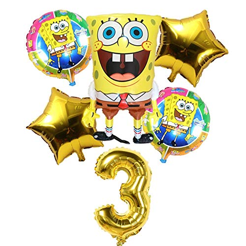 LIZHIOO 6 Unids Globos de Bob Esponja de Cumpleaños 3D Set Suministros de Fiesta Globos Decoración de Bebé Decoración de Fiesta Infantil Globos de Bob Esponja Helio (Color : 5)