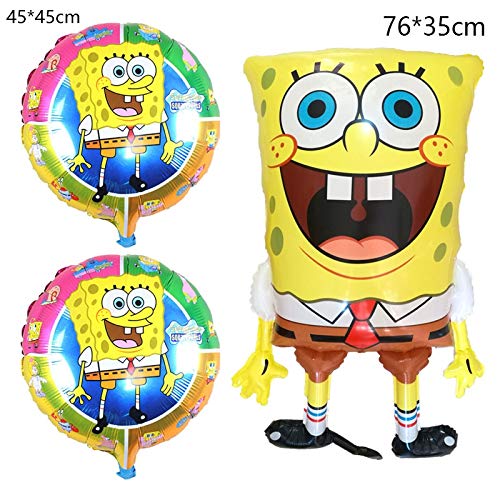 LIZHIOO 6 Unids Globos de Bob Esponja de Cumpleaños 3D Set Suministros de Fiesta Globos Decoración de Bebé Decoración de Fiesta Infantil Globos de Bob Esponja Helio (Color : 5)