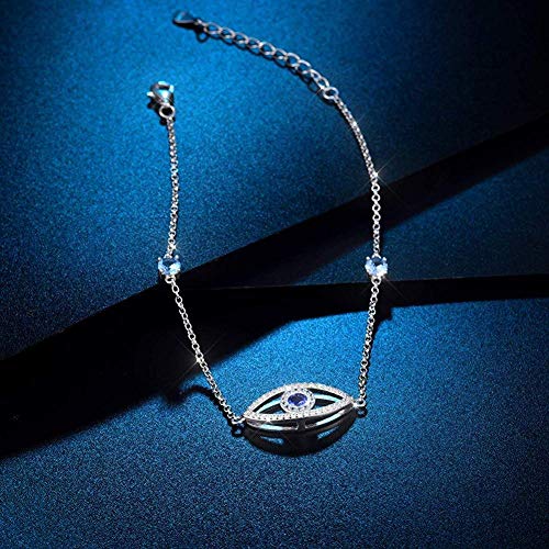 LJ Molde, tobillera Plata de ley 925 Infinity Heart Flower Hamsa Hand Evil Eye Charm Pulsera de tobillo ajustable con cuentas Accesorios para pies para mujeres y niñas de 10 pulgadas