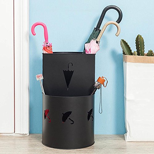 LJHA yusanjia Paragüero/Hierro/Paraguas Cubo de Almacenamiento/Multifuncional Paraguas del Soporte del hogar (32 * 50 cm) paragüeros Grandes (Color : Negro)