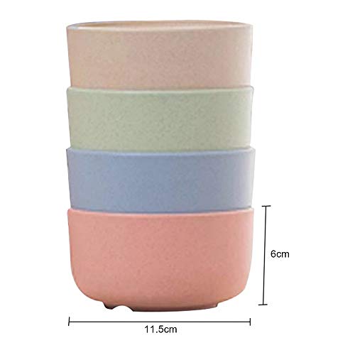 Ljlpropyh Ensaladera Bol Set Juego de 4 Cuencos de Desayuno para Cereales para niños con diseño de Pajita de Trigo Biodegradable, 2.4 Pulgadas