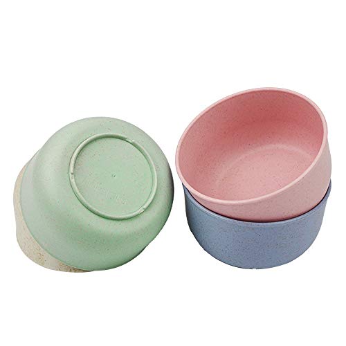Ljlpropyh Ensaladera Bol Set Juego de 4 Cuencos de Desayuno para Cereales para niños con diseño de Pajita de Trigo Biodegradable, 2.4 Pulgadas