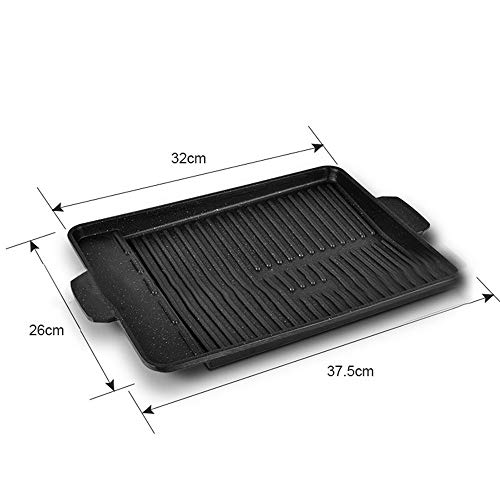LJTT Piedra médica Barbacoa Parrilla para freír Sartén Rectángulo Parrilla Antiadherente Utensilios de Cocina Bandeja de Barbacoa Coreana Placa de Barbacoa - Negro