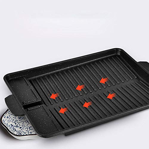 LJTT Piedra médica Barbacoa Parrilla para freír Sartén Rectángulo Parrilla Antiadherente Utensilios de Cocina Bandeja de Barbacoa Coreana Placa de Barbacoa - Negro