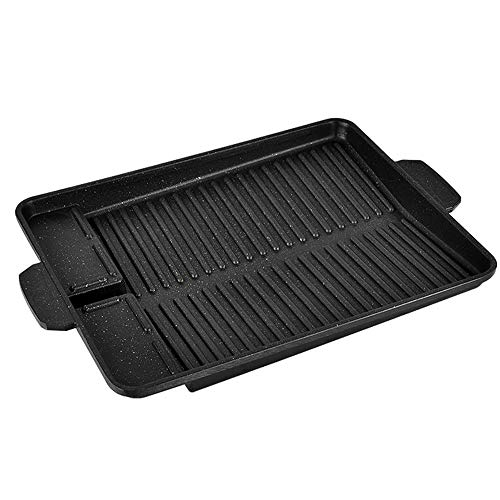 LJTT Piedra médica Barbacoa Parrilla para freír Sartén Rectángulo Parrilla Antiadherente Utensilios de Cocina Bandeja de Barbacoa Coreana Placa de Barbacoa - Negro
