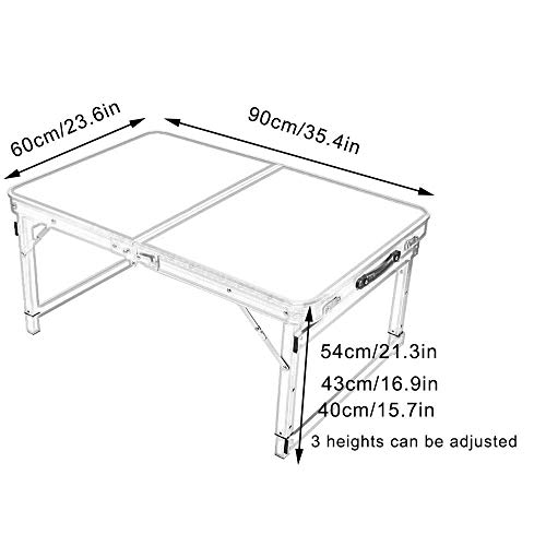LJYY Mesa Plegable a la Mitad con Altura Ajustable, Mesa Plegable para Uso en Interiores al Aire Libre, Mesa Plegable portátil para Acampar para Picnic, Barbacoa, Viajes en la Playa, Mesa plegabl