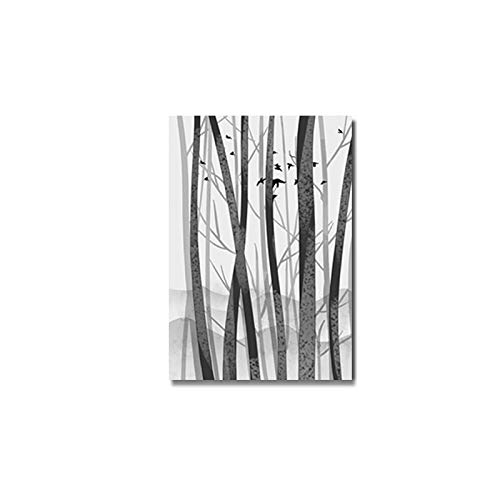 LKJHGU Sin Marco Abstracto Woodland Nordic Wall Art Prints Pinturas en Lienzo Imágenes en Blanco y Negro Póster Sala de Estar Decorativo para el hogar 60 * 100cm