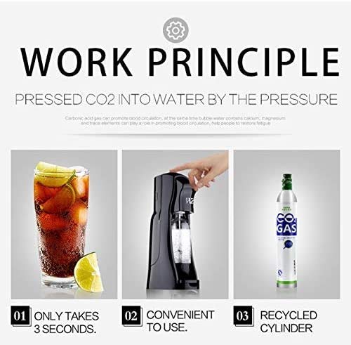LKNJLL Espumoso Fabricante del Agua, Manual Comercial Sifón Burbuja de Agua sodas máquina 1.5L (Color : Black)
