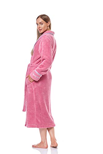 L&L - 9141 Albornoz de baño Mujer con Manga Larga y Suave. Extremadamente Ligero. Vestido de Abrigo de Mujer de Largo Completo. (Golosina, Large)