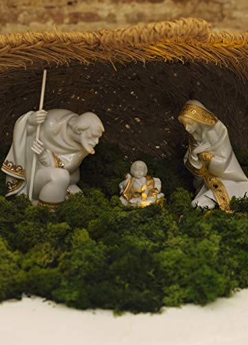 LLADRÓ Figura Niño Jesús En Belén. Lustre Oro. Figura Niño Jesus (Belén) de Porcelana.