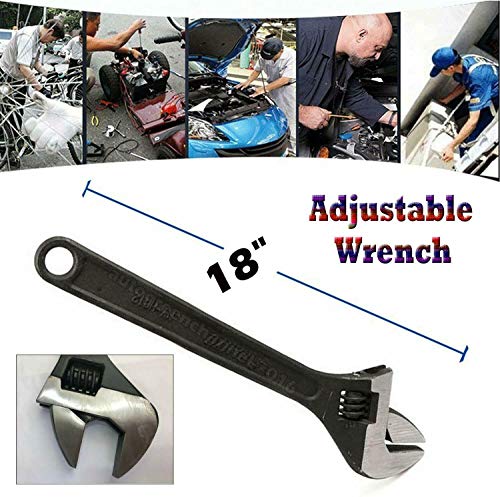 Llave inglesa ajustable de 450 mm, gran boquilla ancha de acero, herramienta de mano profesional para aplicaciones pesadas como talleres, ingeniería industrial, granjas y patios ferroviarios