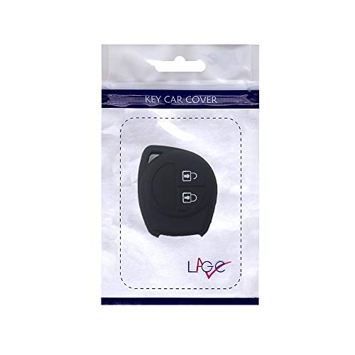 [Llavero] Carcasa de silicona para mando a distancia de coche Suzuki Swift Vitara Jimny Gran Vitara Ignis Alto SX4 Liana Splash Baleno Karimun Wagon R Opel Agila Fiat Sedici 2 botones (negro)