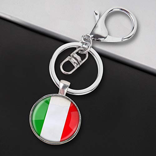Llavero de acero inoxidable con llavero, ligero y decorativo, ideal como regalo para hombres y mujeres, bandera nacional de la República de Italia