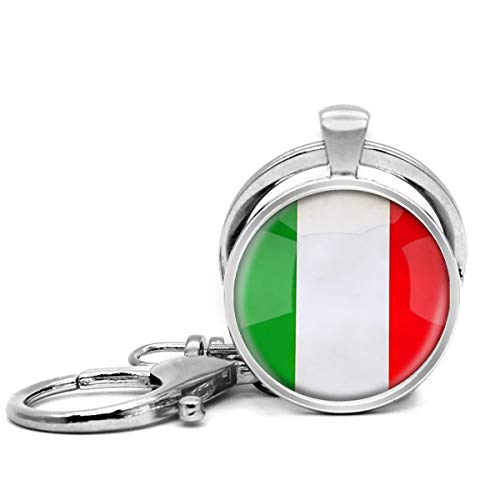 Llavero de acero inoxidable con llavero, ligero y decorativo, ideal como regalo para hombres y mujeres, bandera nacional de la República de Italia