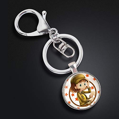 Llavero de acero inoxidable con llavero, ligero y decorativo, ideal como regalo para hombres y mujeres, detective Girl y estrellas