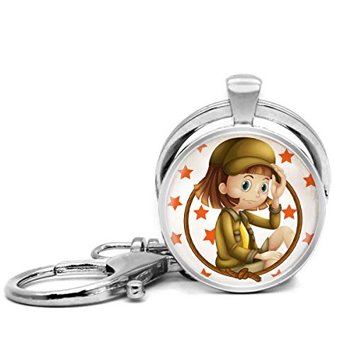 Llavero de acero inoxidable con llavero, ligero y decorativo, ideal como regalo para hombres y mujeres, detective Girl y estrellas