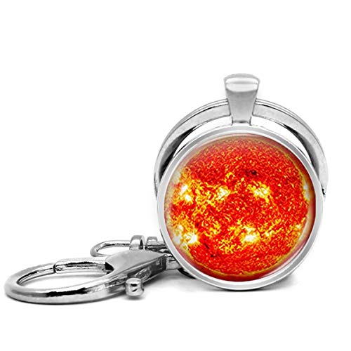Llavero de acero inoxidable con llavero, ligero y decorativo, ideal como regalo para hombres y mujeres, Fire Sun Galaxy