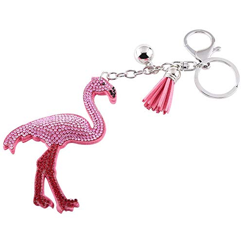 Llavero, Elegante Bolso de Flamenco de Cristal Rosado, Colgante con dijes, Llavero de Regalo, con Cadena