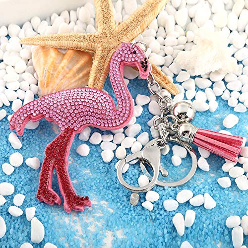 Llavero, Elegante Bolso de Flamenco de Cristal Rosado, Colgante con dijes, Llavero de Regalo, con Cadena