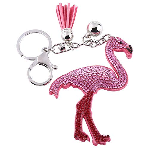 Llavero, Elegante Bolso de Flamenco de Cristal Rosado, Colgante con dijes, Llavero de Regalo, con Cadena