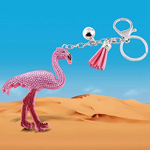 Llavero, Elegante Bolso de Flamenco de Cristal Rosado, Colgante con dijes, Llavero de Regalo, con Cadena