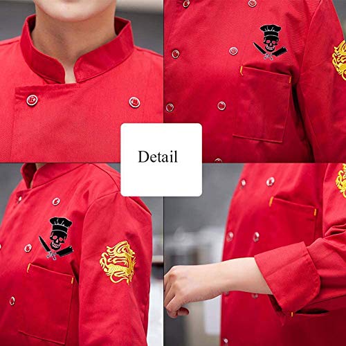 LLDKA La Chaqueta del Cocinero de la Cocina, de Manga Larga Capa Uniforme de Trabajo Koch Chef de Doble Fila Cocinero Chef de la Chaqueta de la Chaqueta,Blanco,5XL