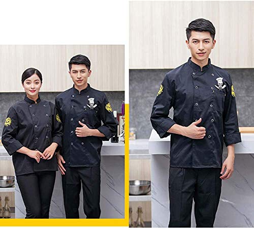 LLDKA La Chaqueta del Cocinero de la Cocina, de Manga Larga Capa Uniforme de Trabajo Koch Chef de Doble Fila Cocinero Chef de la Chaqueta de la Chaqueta,Blanco,5XL