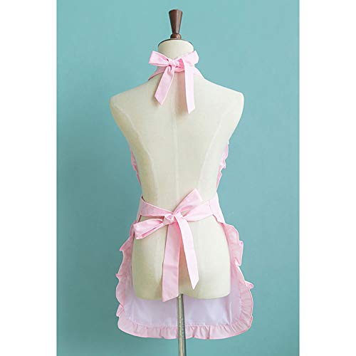 Lllunimon Retro Volante Delantal Lindo Manera de la Princesa Limpieza Falda de Novia Precioso Rosado de la Cocina Delantal de Cocina Delantales con Bolsillos Amor
