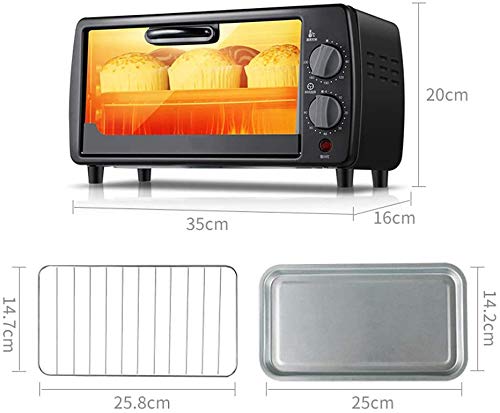 Lloow 9L Mini Horno con 600W Ajustable de Temperatura 0-230 ° C y 60 Minutos de Tiempo de Tres Capas posición de Nuevo el Control Independiente de Temperatura de Arriba Abajo Horno eléctrico