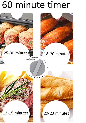 Lloow 9L Mini Horno con 600W Ajustable de Temperatura 0-230 ° C y 60 Minutos de Tiempo de Tres Capas posición de Nuevo el Control Independiente de Temperatura de Arriba Abajo Horno eléctrico