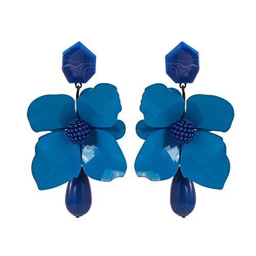 LLXXN Personalidad Flores exageradas Pendientes de Perlas de pistilo Pendientes Retro