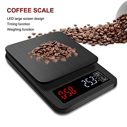 Ln-ZME Nueva Báscula de Café de Mano Inteligente, Báscula Electrónica de Cocción Multifunción Báscula de Cocina de Alta Precisión con Función de Temporización (A)