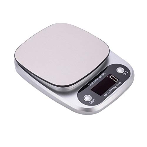 Ln-ZME Pantalla LCD Plateada Rango de Escala de Cocina/Sub-Escala 10kg / 1g Conveniente y Rápido Esencial para la Cocina (con Batería)