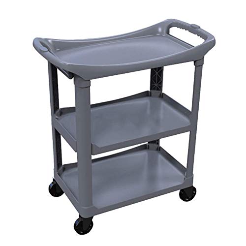 LNDDP Trolley On Wheels Tool Trolley para hostelería 3 Niveles con manija, Servicio Limpieza multifunción Gris Carro Recogida Ropa con Rueda, Capacidad 150 kg