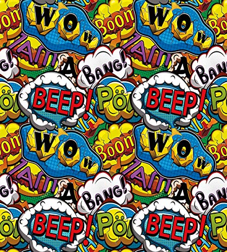 LnimioAOX Juego de sábanas de superhéroes, bocadillos Speech Bubbles Wow Comics con inusuales Efectos de Boyprint Lively, Juegos de Cama Decorativos con 3 Fundas de Almohada