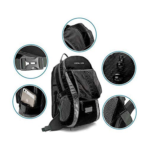 Local Lion Mochila 20L de Ciclismo Montaña Senderismo Macutos Trekking Camping al Aire Libre Nylon con Cubierta de Lluvia para Hombres y Mujeres