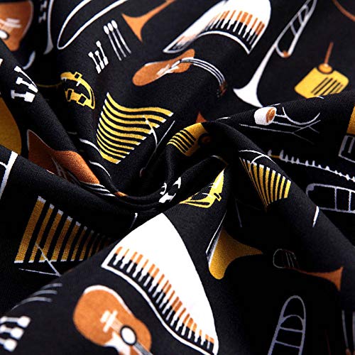 Loeay Instrumentos Musicales Impresión Casual Fit Camisas de Manga Larga Camisas Casuales como se Muestra 5XL