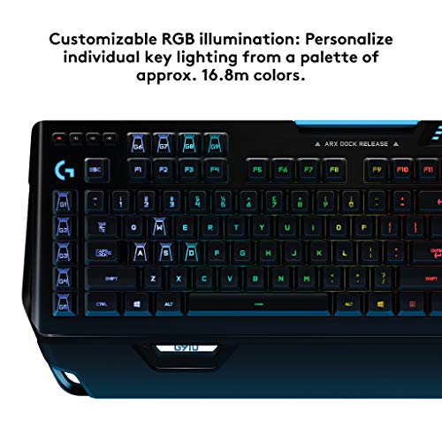 Logitech G910 Orion Spectrum Teclado Gaming Mecánico Retroiluminado, RGB LIGHTSYNC, Romer-G Táctil,9 Teclas G, Segunda Pantalla Arx, Disposición QWERTY Inglés, Negro