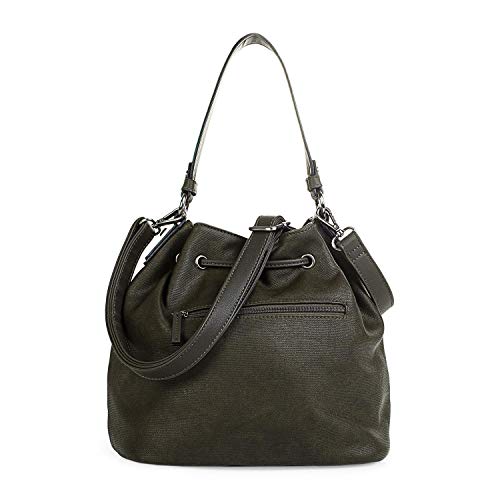 Lois - Bolso para Mujer Tipo Saco Bombón. Cierre Fruncido. con Asa al Hombro y Bandolera. Cuero PU y Remaches. Muy Amplio. para Compras o Viaje. Bonito y Práctico. 94482, Color Oliva
