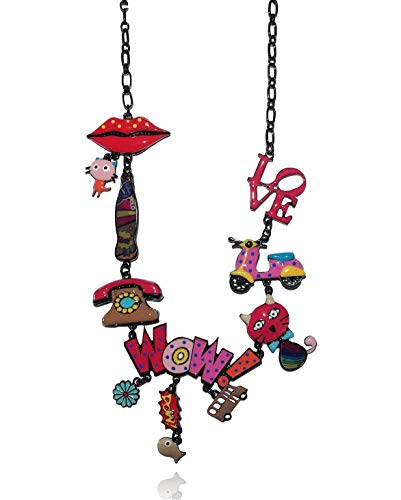 LOL BIJOUX – Collar Pop Art – Gato – Coca – Boca – Vespa – Wow – Rosa – pOpup-Bijoux