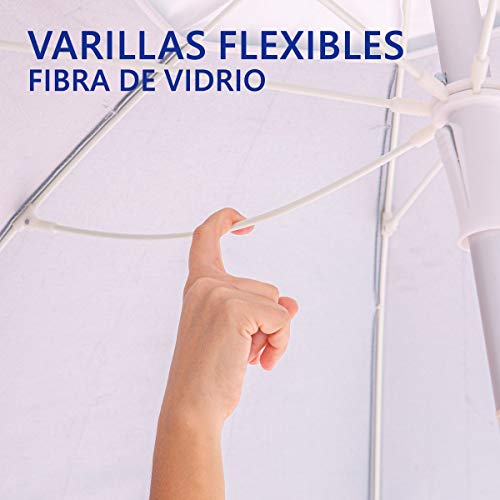LOLAhome Sombrilla Playa con Soporte antiviento marrón de Fibra de Vidrio y Aluminio (Ø 240 cm)