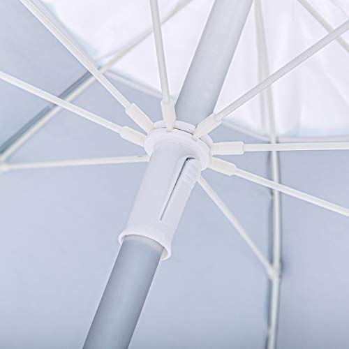 LOLAhome Sombrilla Playa con Soporte antiviento marrón de Fibra de Vidrio y Aluminio (Ø 240 cm)