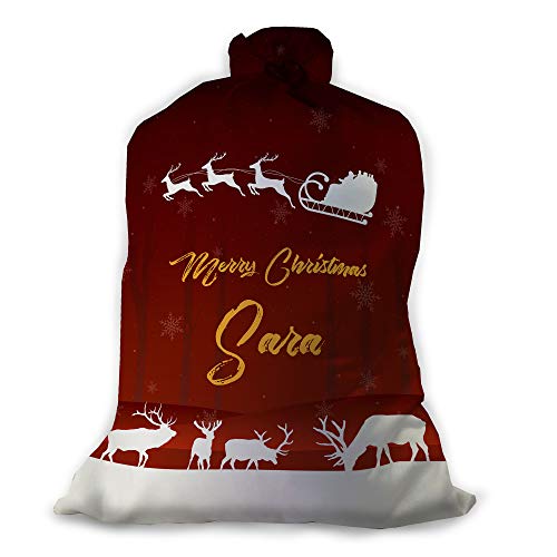 LolaPix Saco Papa Noel Personalizado con Nombre/Texto. Regalos Navidad Personalizados. Varios Diseños y Tamaños a Elegir. Santa Claus