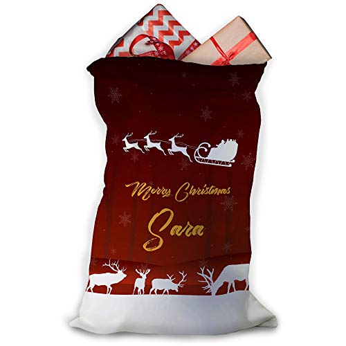 LolaPix Saco Papa Noel Personalizado con Nombre/Texto. Regalos Navidad Personalizados. Varios Diseños y Tamaños a Elegir. Santa Claus