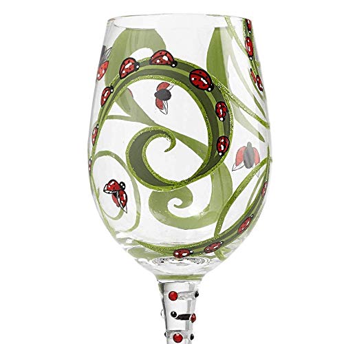 Lolita Copa de Vino Diseño Mariquita, Vidrio, Multicolor, 8.50x8.50x22.50 cm