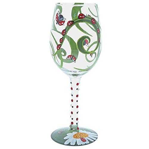 Lolita Copa de Vino Diseño Mariquita, Vidrio, Multicolor, 8.50x8.50x22.50 cm