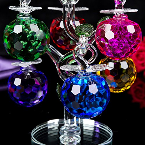 London Boutique - Juego de 6 Manzanas de Cristal Transparente para Regalo, Color Azul